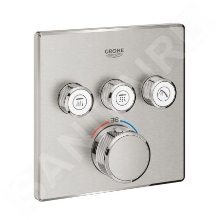 Grohe Grohtherm SmartControl - Mitigeur thermostatique encastré avec 3 soupapes, supersteel 29126DC0