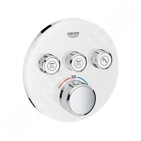 Grohe Grohtherm SmartControl - Mitigeur thermostatique encastré de baignoire à 3 sorties, blanc lunaire 29904LS0