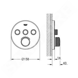 Grohe Grohtherm SmartControl - Mitigeur thermostatique encastré de baignoire à 3 sorties, blanc lunaire 29904LS0