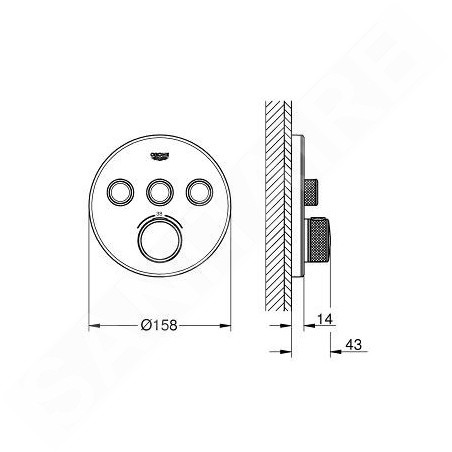 Grohe Grohtherm SmartControl - Mitigeur thermostatique encastré de baignoire à 3 sorties, blanc lunaire 29904LS0