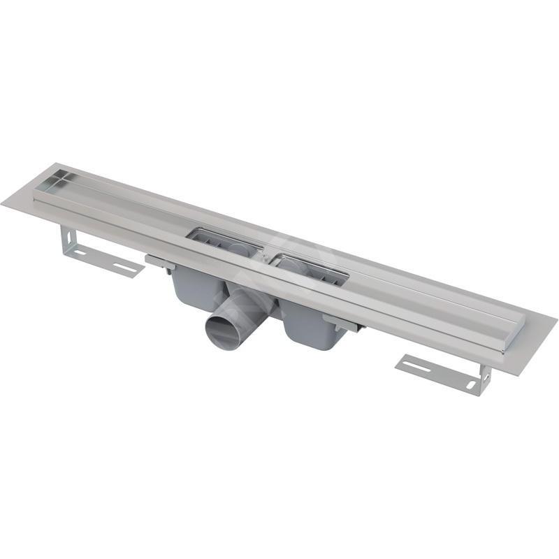 Alcadrain Douchegoten - Caniveau de douche 850 mm, avec rebord pour grille perforée, acier inoxydable APZ1-850