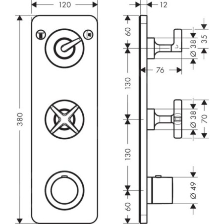 Axor Citterio E - Mitigeur thermostatique à encastrer, pour 2 sorties,chrome 36703000