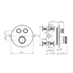 Ideal Standard CeraTherm Navigo - Mitigeur de douche thermostatique encastré pour 2 sorties, Magnetic Grey A7296A5