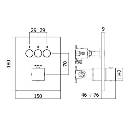 Paffoni Compact Box - Mitigeur thermostatique encastré, pour 3 sorties, noir mat CPT519NO