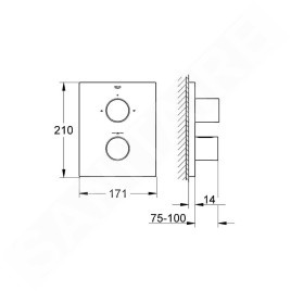 Grohe Grohtherm F - Mitigeur thermostatique de baignoire encastré, chrome 27618000