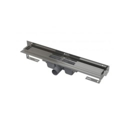 Alcadrain Douchegoten - Caniveau de douche Flexible 750 mm, avec collier ajustable au mur, acier inoxydable APZ4-750