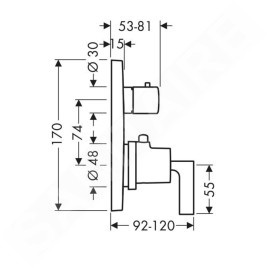 Axor Citterio - Mitigeur thermostatique encastré pour baignoire, chrome 39720000