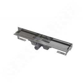 Alcadrain Douchegoten - Caniveau de douche Flexible 850 mm, avec collier ajustable au mur, acier inoxydable APZ4-850