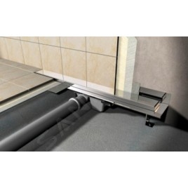 Alcadrain Douchegoten - Caniveau de douche Flexible Low 950 mm, avec collier ajustable au mur, acier inoxydable APZ4-950