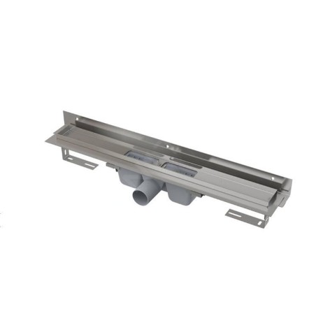 Alcadrain Douchegoten - Caniveau de douche Flexible 1150 mm, avec collier ajustable au mur, acier inoxydable APZ4-1150
