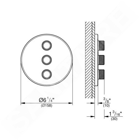 Grohe Grohtherm SmartControl - Télécommande à trois voies encastré, chrome 29122000