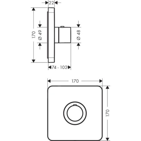 Axor ShowerSelect - Mitigeur thermostatique haut débit Highflow encastré, chrome 36711000