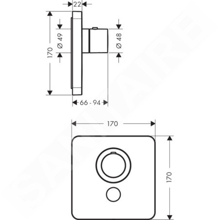 Axor ShowerSelect - Set de finition pour mitigeur thermostatique encastré haut débit avec 1 sortie, chrome 36706000