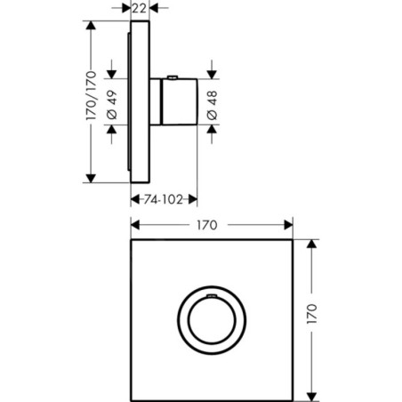 Axor ShowerSelect - thermostat haut débit encastré à 1 sortie, chrome 36718000