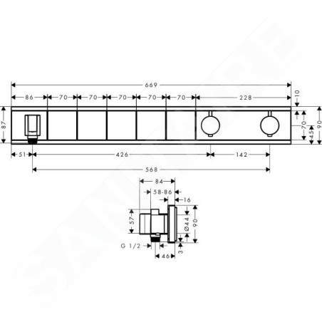 Hansgrohe RainSelect - Robinet encastré avec 5 fonctions, blanc/chrome 15358400