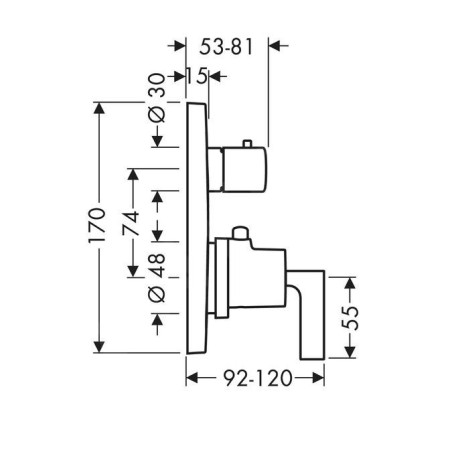 Axor Citterio - Mitigeur thermostatique encastré avec vanne d’arrêt, chrome 39700000