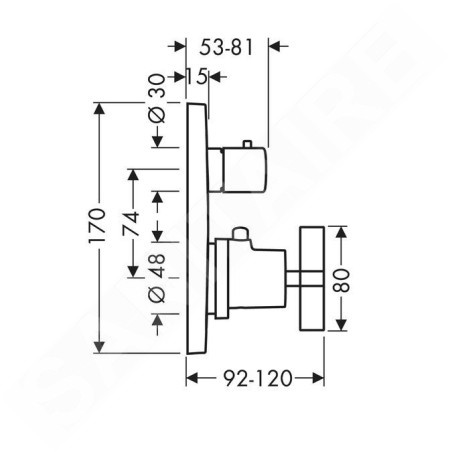 Axor Citterio - Mitigeur thermostatique encastré avec vanne d’arrêt, chrome 39705000