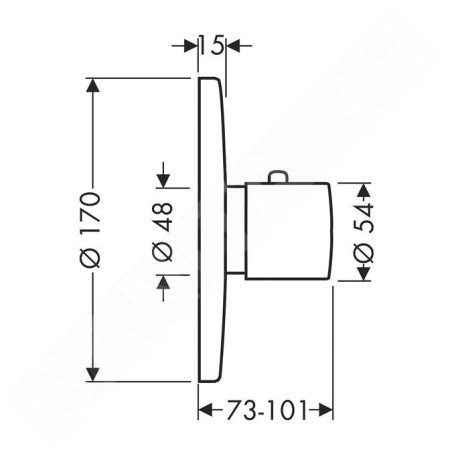 Axor Uno - Mitigeur thermostatique encastré haut débit, chrome 38715000
