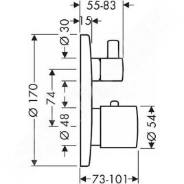 Axor Uno - Mitigeur thermostatique encastré avec vanne d’arrêt, chrome 38700000