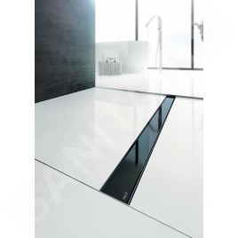 Alcadrain Grilles - Grille pour caniveau de douche linéaire 750 mm, verre/noir GL1204-750