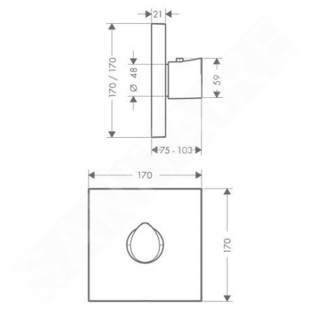 Axor Starck Organic - Mitigeur thermostatique encastré haut débit, chrome 12711000