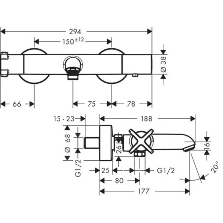 Axor Citterio E - Mitigeur thermostatique de baignoire, chrome 36140000