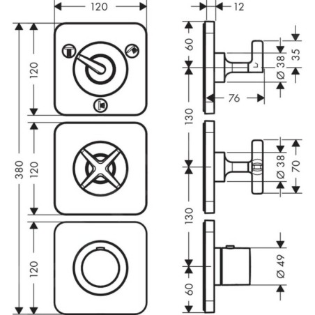 Axor Citterio E - Mitigeur thermostatique encastré avec 3 sorties, chrome 36704000