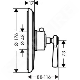 Axor Montreux - Mitigeur thermostatique encastré haut débit, chrome 16824000