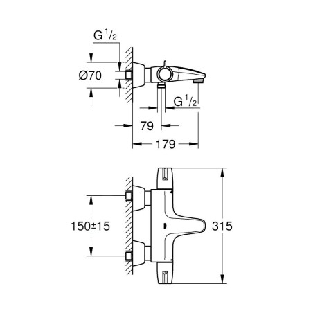 Grohe Grohtherm Special - Mitigeur de baignoire thermostatique, chrome 34665000