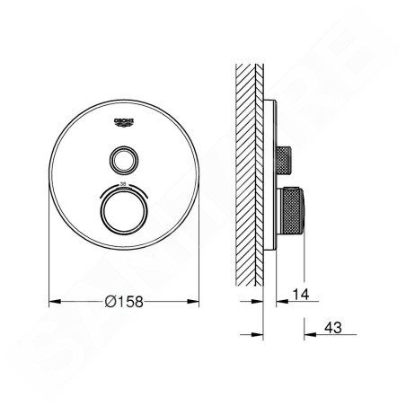 Grohe Grohtherm SmartControl - Mitigeur thermostatique encastré de douche avec 1 sortie, blanc lunaire 29150LS0
