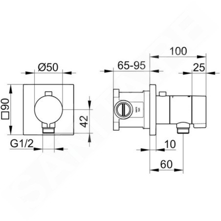 Keuco IXMO - Mitigeur thermostatique de douche SOLO encastré avec corps d'encastrement, chrome 59554010022