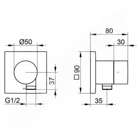 Keuco IXMO - Robinet d'arrêt encastré, avec raccord de tuyau, chrome 59541010102