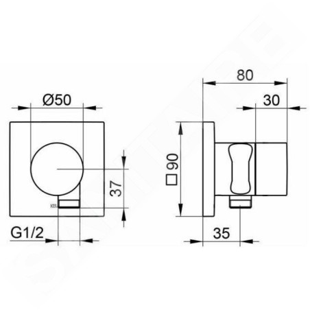 Keuco IXMO - Robinet d'arrêt et inverseur à encastrer, à 3 voies, avec raccord de tuyau et support de douche, chrome 59549010202