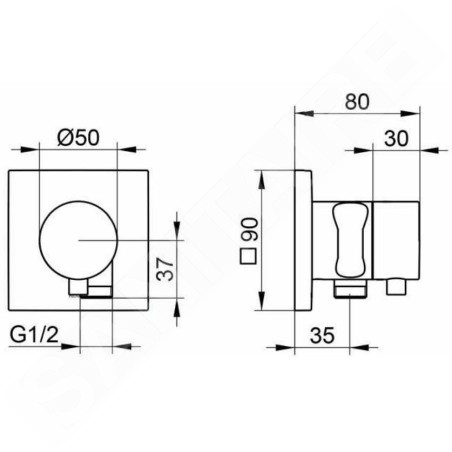 Keuco IXMO - Robinet d'arrêt et inverseur à encastrer, à 3 voies, avec raccord de tuyau et support de douche, chrome 59549011202