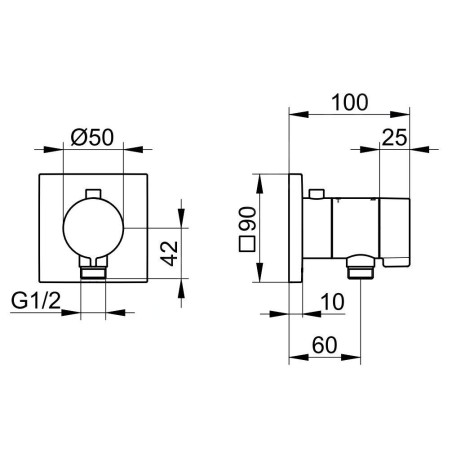 Keuco IXMO - Mitigeur thermostatique encastré, avec raccord de tuyau, chrome 59554010002