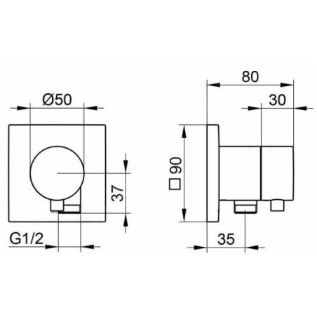 Keuco IXMO - Inverseur encastré, à 2 voies, avec raccord de tuyau, chrome 59556011102