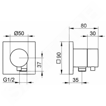 Keuco IXMO - Inverseur encastré, à 2 voies, avec raccord de tuyau, chrome noir 59556131102