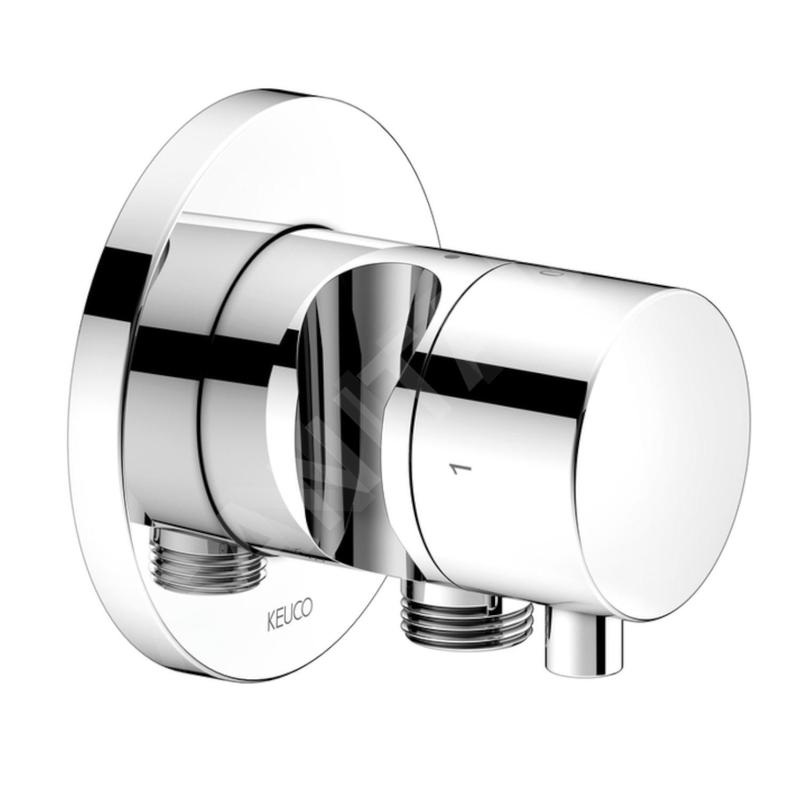 Keuco IXMO - Robinet d'arrêt et inverseur encastré, à 2 voies, avec raccord de tuyau et support de douche, chrome 59557011201
