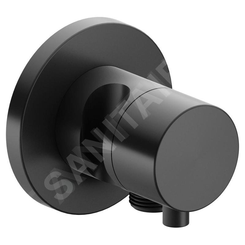 Keuco IXMO - Robinet d'arrêt et inverseur encastré, à 2 voies, avec raccord de tuyau et support de douche, chrome noir