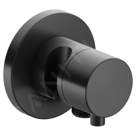 Keuco IXMO - Robinet d'arrêt et inverseur encastré, à 2 voies, avec raccord de tuyau et support de douche, chrome noir