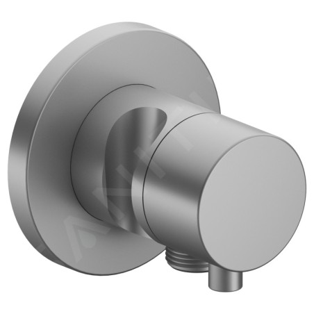 Keuco IXMO - Robinet d'arrêt et inverseur encastré, à 2 voies, avec raccord de tuyau et support de douche, aluminium mat