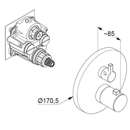 Kludi Nova Fonte - Mitigeur thermostatique encastré pour 2 sorties, chrome 208300515