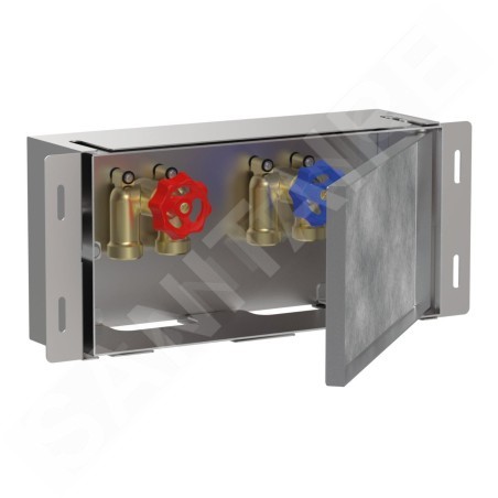 Hansgrohe XtraStoris Safe - Niche murale avec vanne d'arrêt intégrée, 150x300x100 mm, inox 56100800