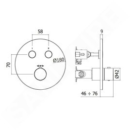 Paffoni Compact Box - Mitigeur thermostatique encastré, pour 2 sorties, inox CPT018ST
