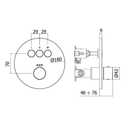 Paffoni Compact Box - Mitigeur thermostatique encastré, pour 3 sorties, or brossé CPT019HGSP