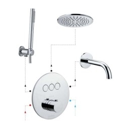 Paffoni Compact Box - Mitigeur thermostatique encastré, pour 3 sorties, or brossé CPT019HGSP