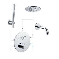 Paffoni Compact Box - Mitigeur thermostatique encastré, pour 3 sorties, inox CPT019ST