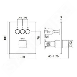 Paffoni Compact Box - Mitigeur thermostatique encastré, pour 3 sorties, inox CPT519ST