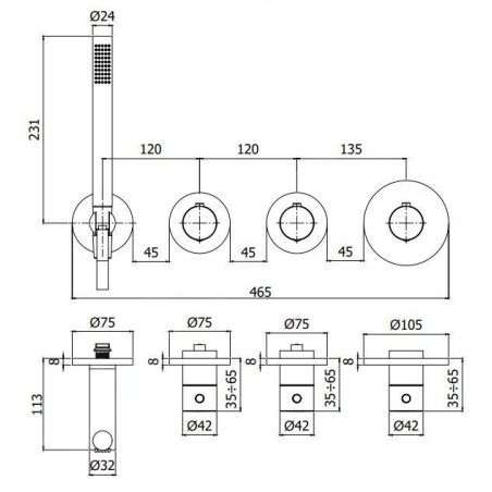 Paffoni Modular Box - Mitigeur thermostatique encastré, pour 2 sorties, inox MDE000ST
