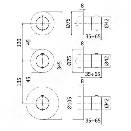Paffoni Modular Box - Mitigeur thermostatique encastré, pour 2 sorties, doré MDE018HG